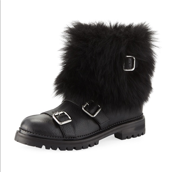 Jimmy Choo Hank Moto Boots with Fur - Picture 2 of 8